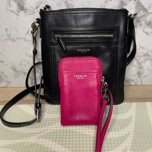 Coach legacy leather swing pack crossbody bag and wristlet